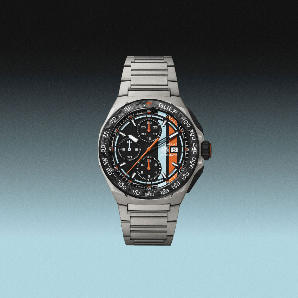 TAG Heuer Formula 1 Chronograph x Gulf 44mm Watch Ref. CBZ208B.BF0009 at David M Robinson