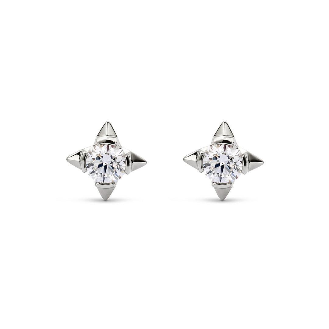 David M Robinson True North 18ct White Gold Diamond Stud Earrings