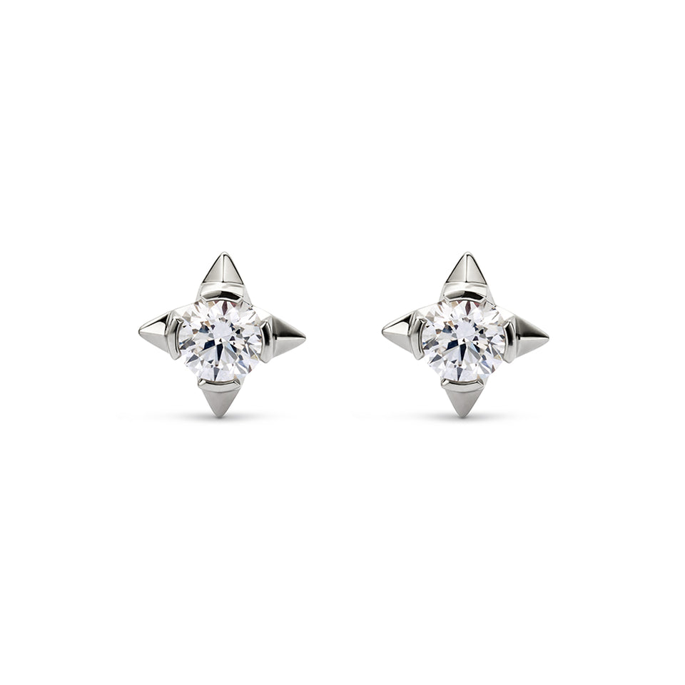 David M Robinson True North 18ct White Gold Diamond Stud Earrings