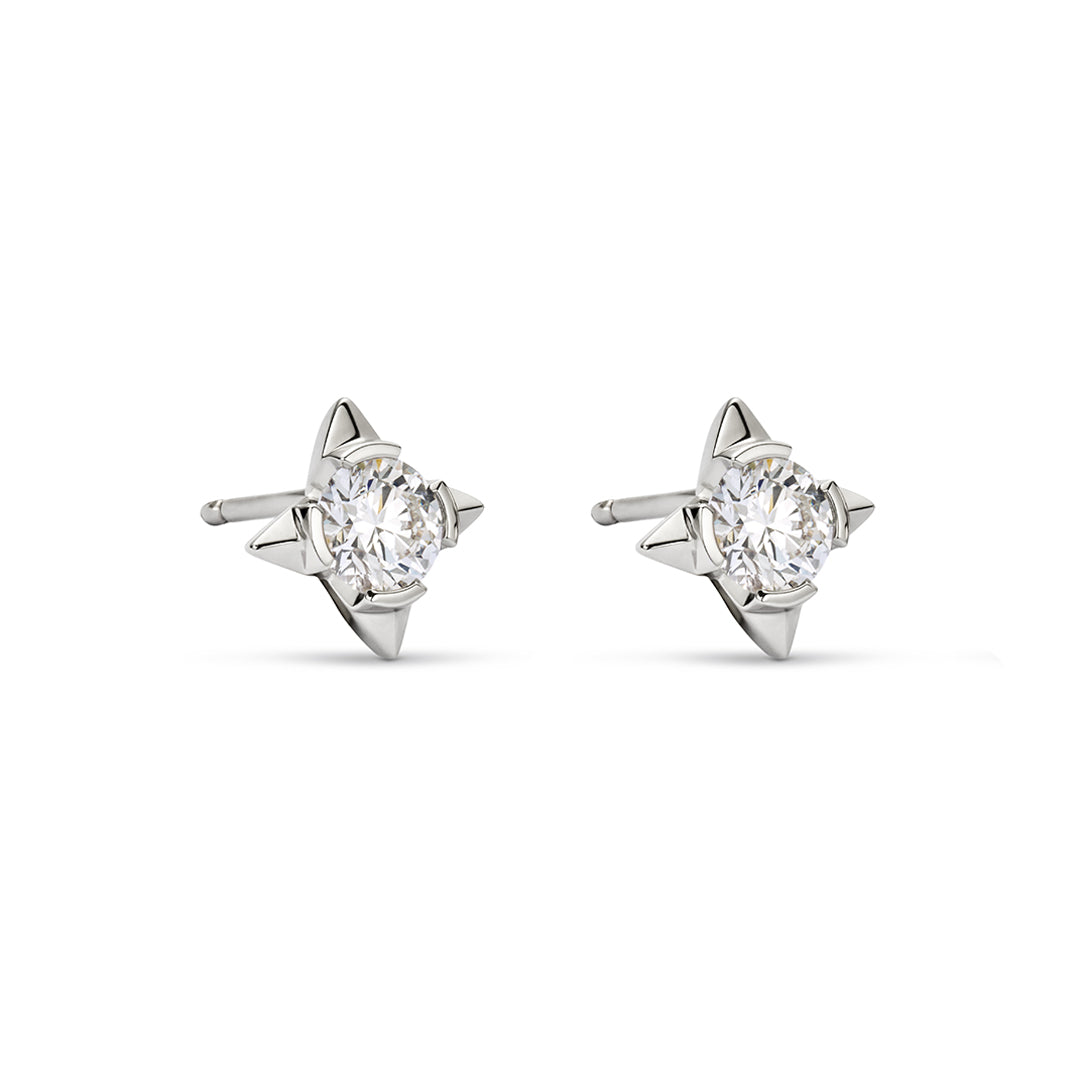 David M Robinson True North 18ct White Gold Diamond Stud Earrings