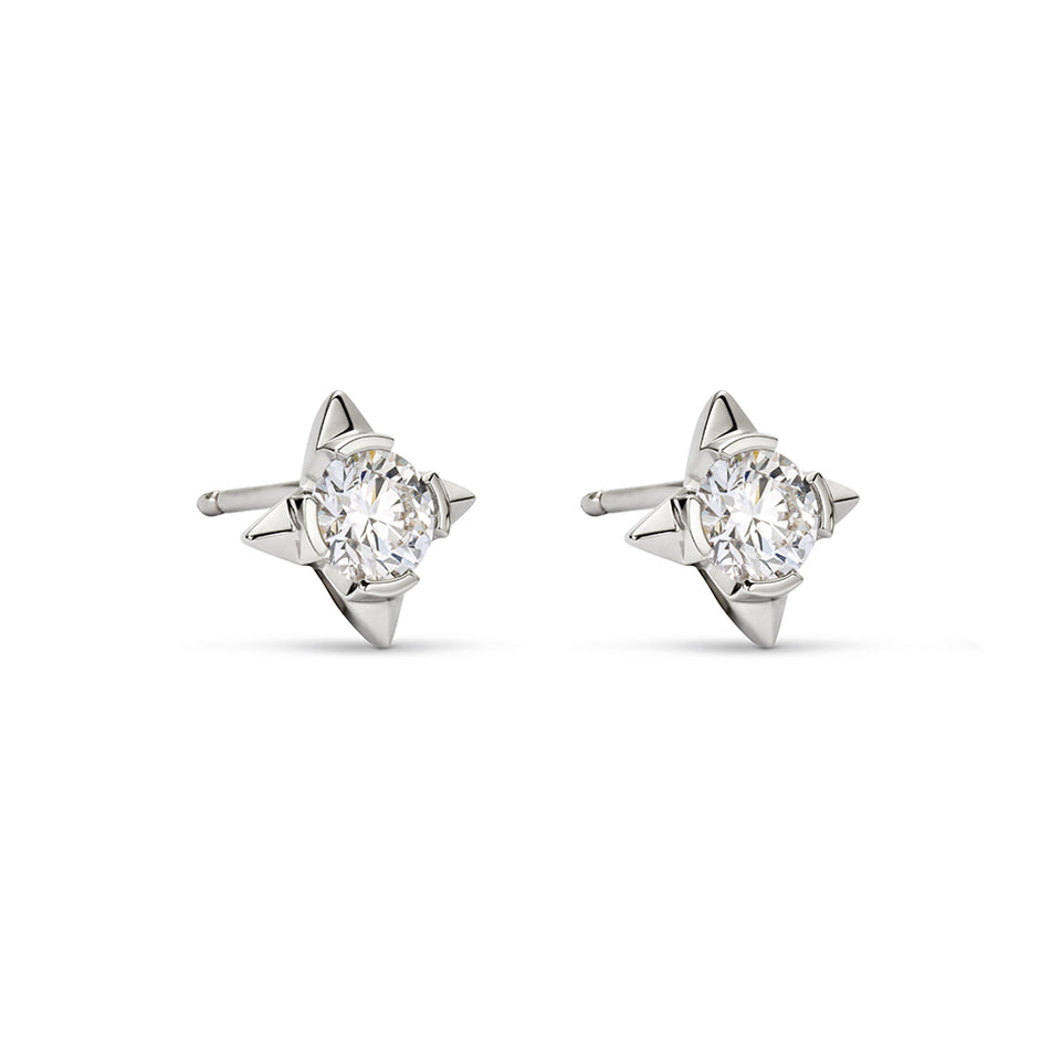 David M Robinson True North 18ct White Gold Diamond Stud Earrings