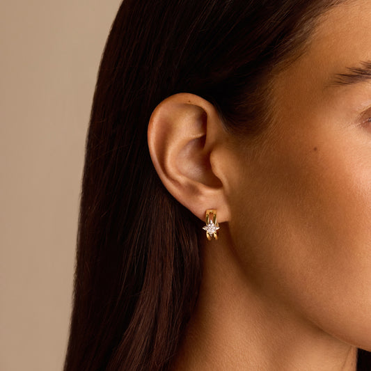 True North 18ct Yellow & White Gold Diamond Hoop Earrings