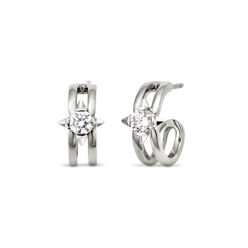 True North 18ct White Gold Diamond Hoop Earrings