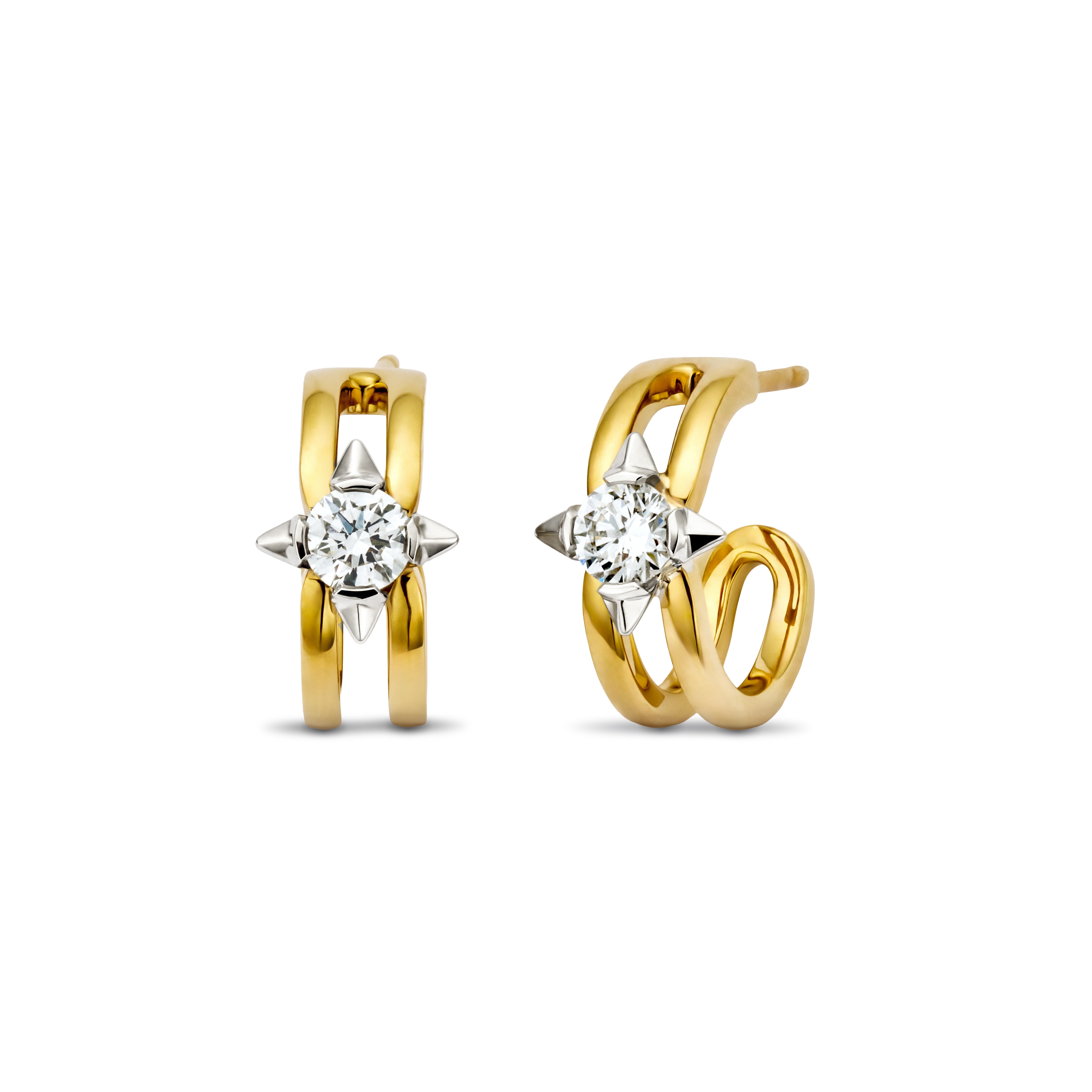 True North 18ct Yellow & White Gold Diamond Hoop Earrings