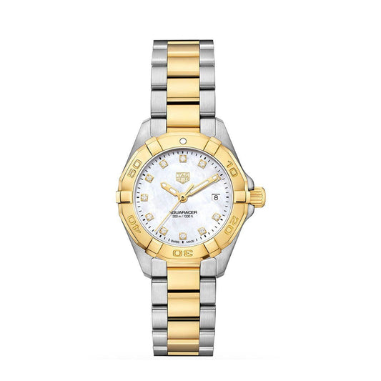 TAG Heuer Aquaracer 27mm 18ct Gold, Diamond & Steel Quartz Watch at David M Robinson