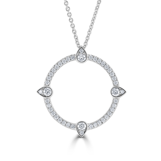 Compass White Gold Large Diamond Pendant