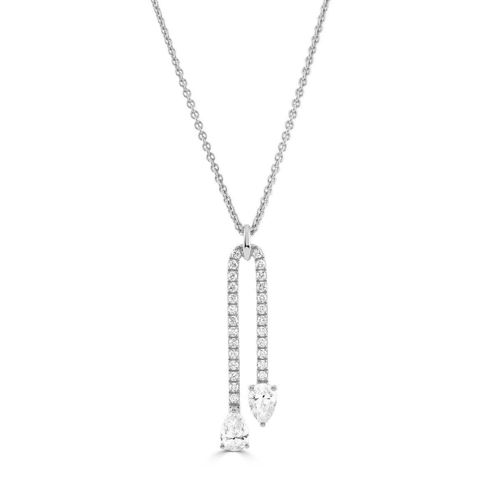 Ditto 18ct White Gold Pear Shape Diamond Pendant at David M Robinson