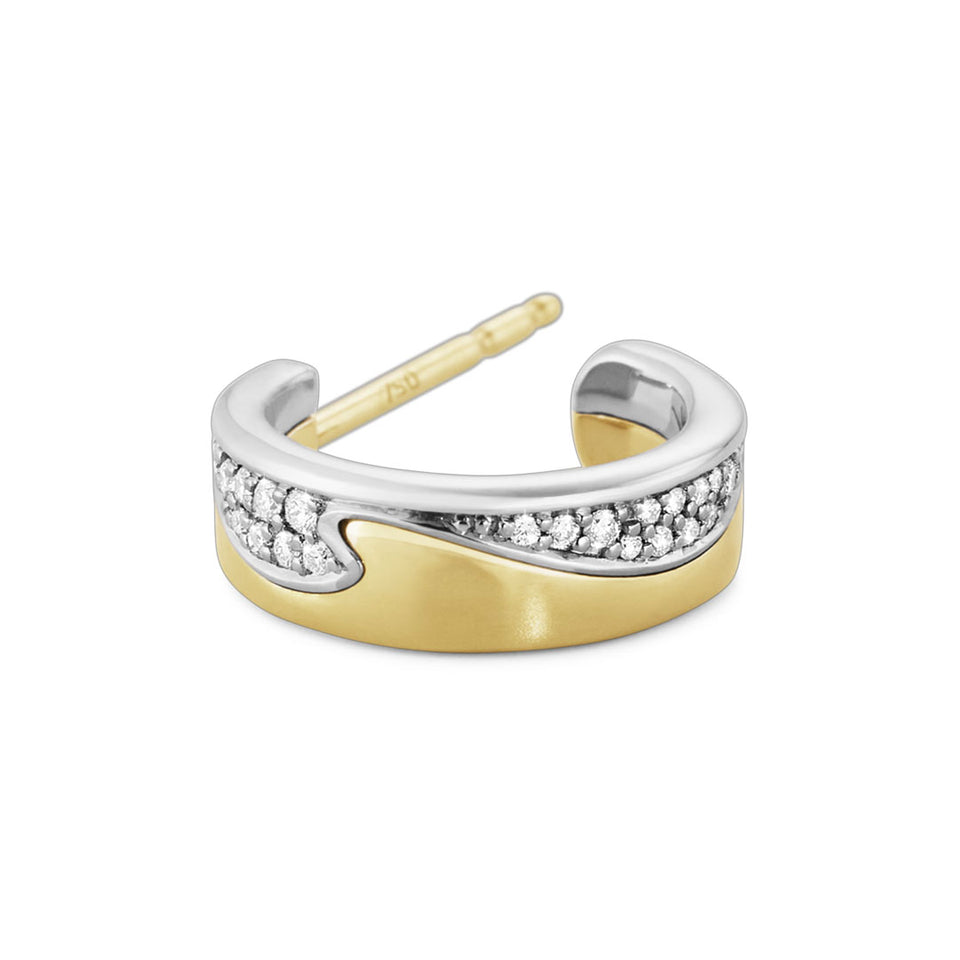 Georg Jensen Fusion White & 18ct Yellow Gold Diamond Hoop Earrings at David M Robinson