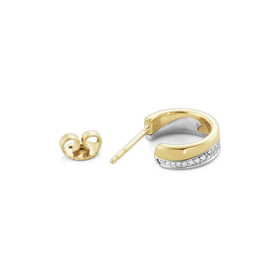 Georg Jensen Fusion White & 18ct Yellow Gold Diamond Hoop Earrings at David M Robinson