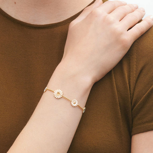 Gold Plated Sterling Silver Daisy Bracelet at David M Robinson