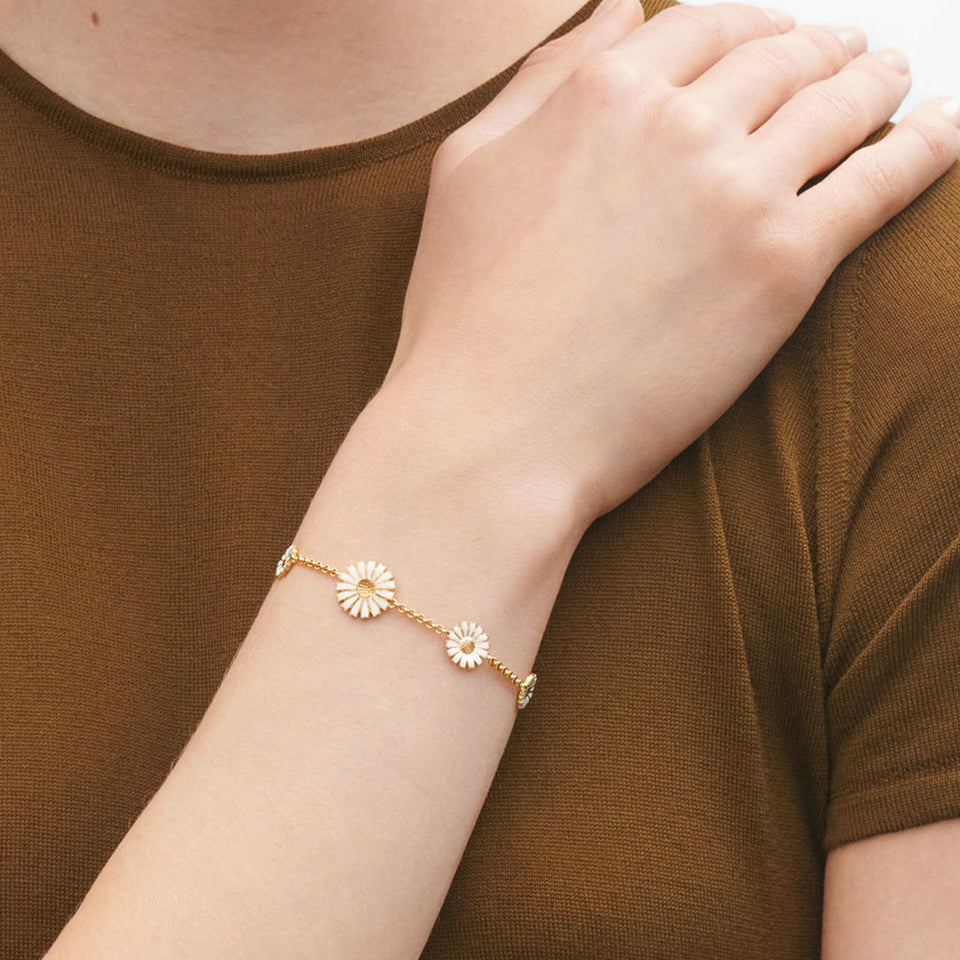 Gold Plated Sterling Silver Daisy Bracelet at David M Robinson