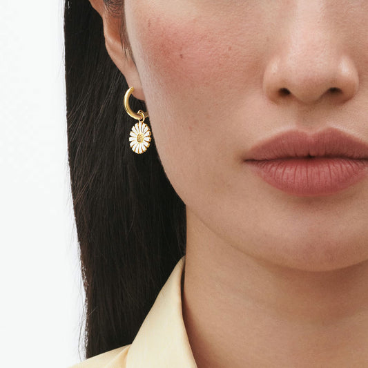 Gold Plated Sterling Silver Daisy Hoop Earrings at David M Robinson
