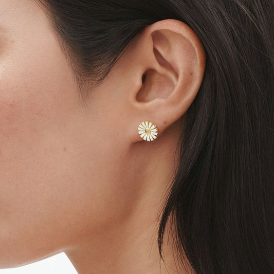 Gold Plated Sterling Silver Daisy Stud Earrings at David M Robinson