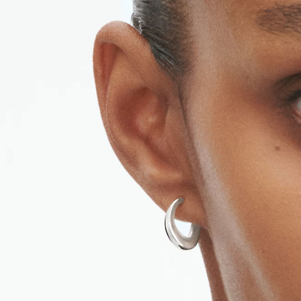 Georg Jensen Offspring Sterling Silver Small Earhoops at David M Robinson