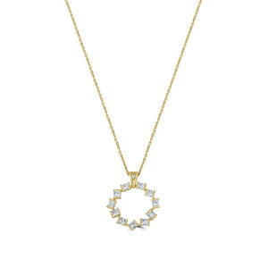 Hopscotch Yellow Gold Diamond Small Circle Pendant