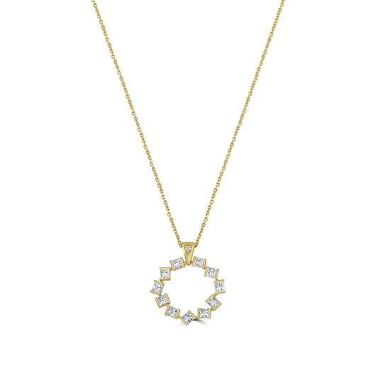 David M Robinson Hopscotch Yellow Gold Diamond Small Circle Pendant