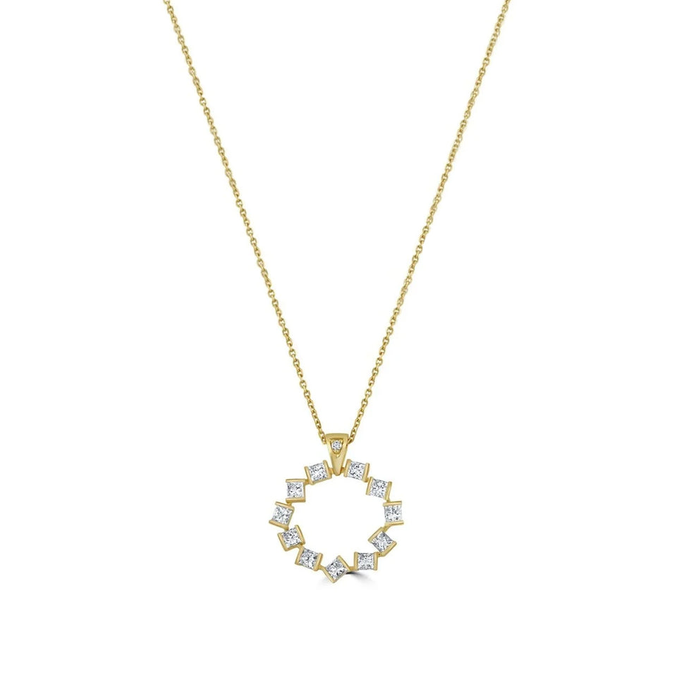 David M Robinson Hopscotch Yellow Gold Diamond Small Circle Pendant