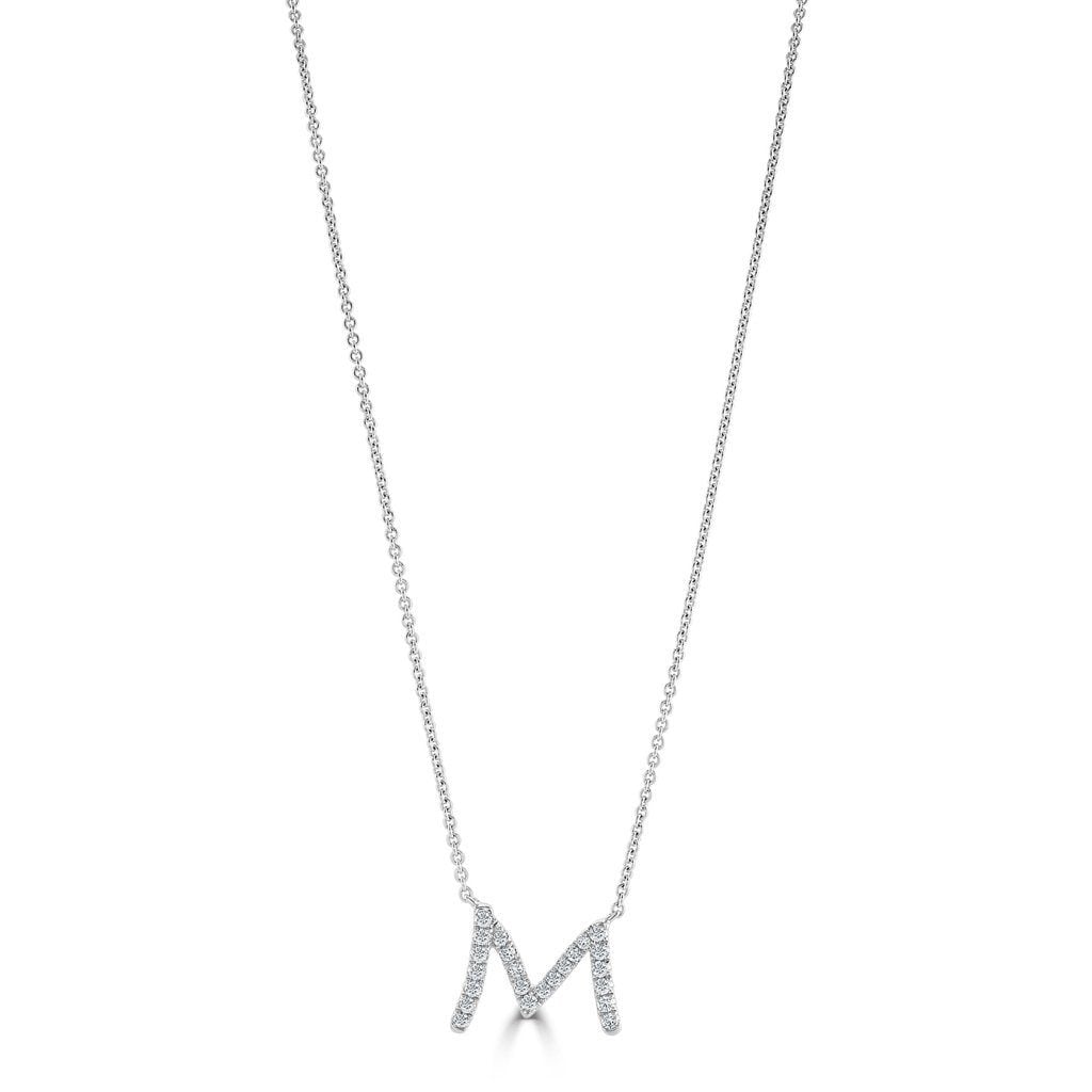 Initial 18ct White Gold Diamond Necklace at David M Robinson