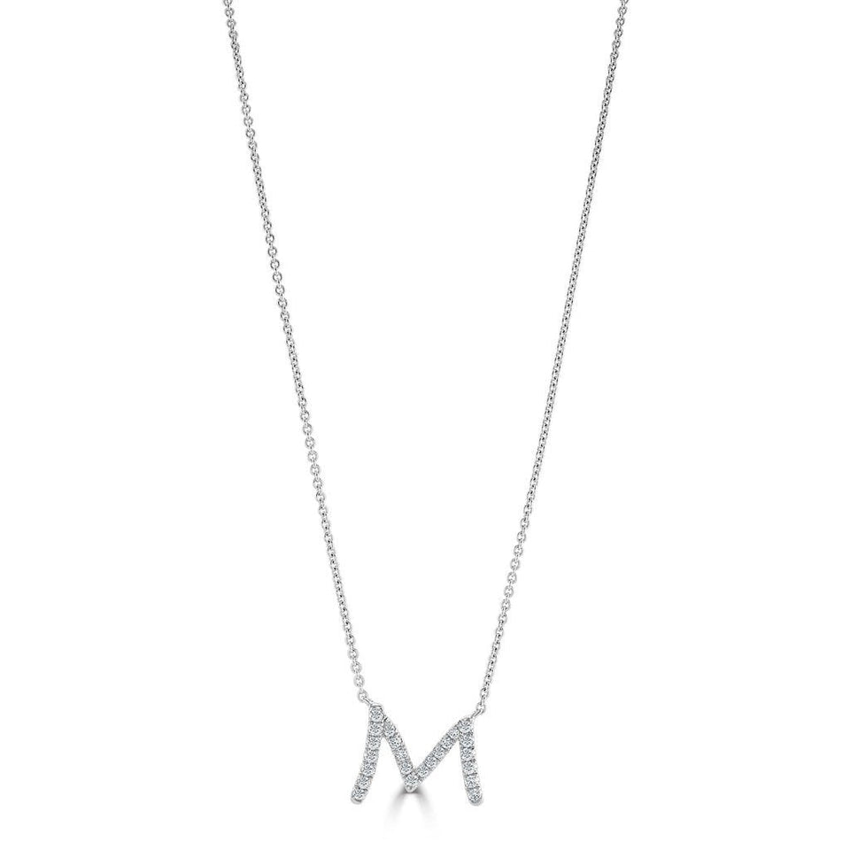 white gold and diamond initials necklace