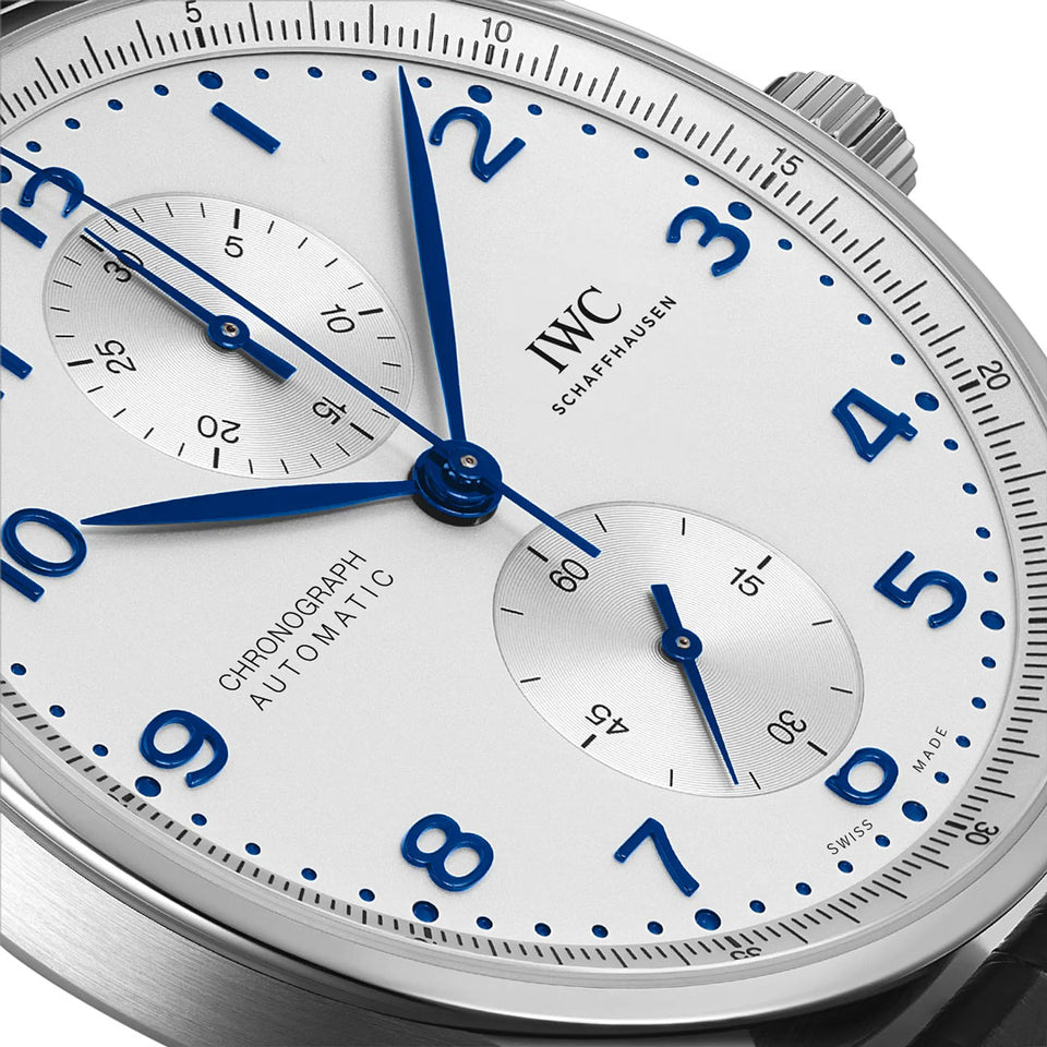 IWC Schaffhausen Portugieser Steel Chronograph 41mm Watch at David M Robinson