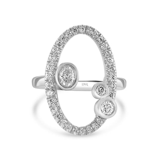 Lunar White Gold Diamond Surround Dress Ring