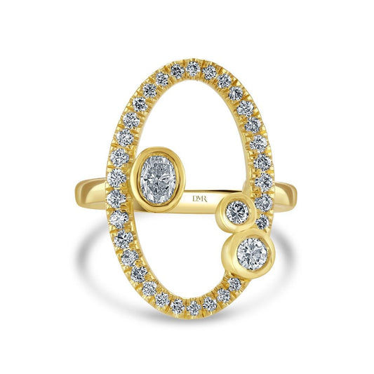 Lunar Yellow Gold Diamond Surround Dress Ring