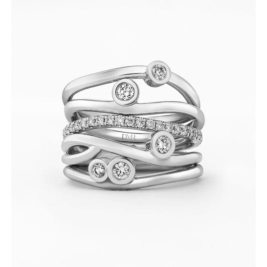 DMR Lunar White Gold Diamond Stacking Ring
