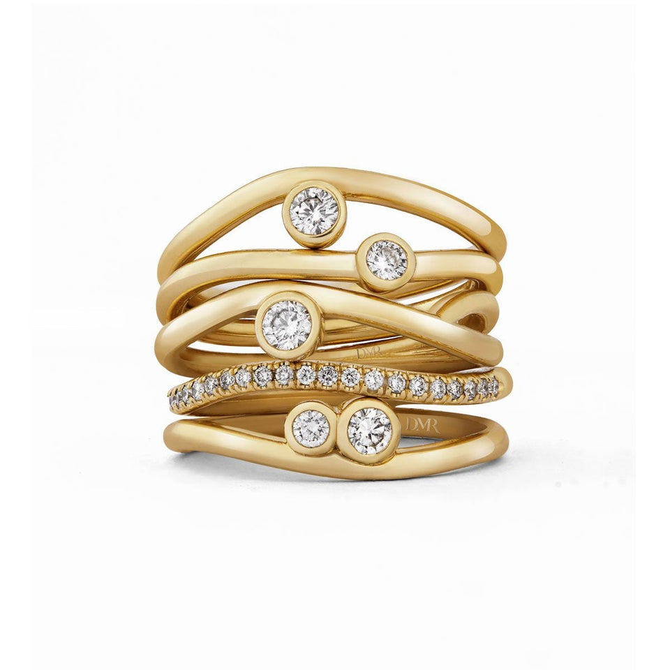 DMR Lunar Yellow Gold Diamond Stacking Rings
