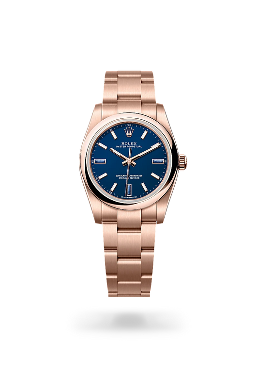 rolex Oyster Perpetual 34 in 18 ct Everose gold, m124205-0002 - david m robinson