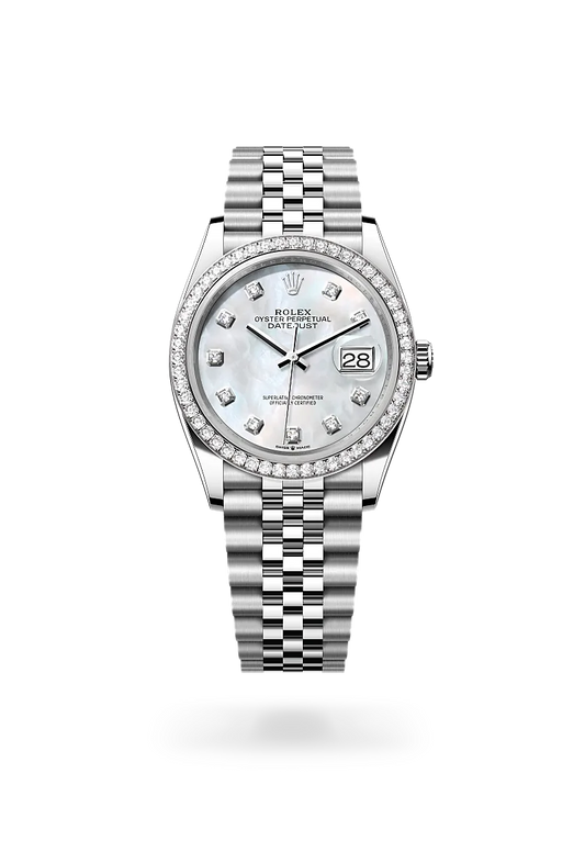 rolex Datejust 36 in White Rolesor - combination of Oystersteel and white gold, m126284rbr-0011 - david m robinson