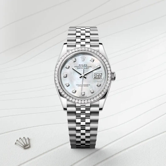 rolex Datejust 36 in White Rolesor - combination of Oystersteel and white gold, m126284rbr-0011 - david m robinson