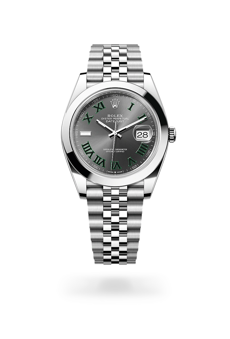 Rolex Datejust 41 in Oystersteel with a Slate dial, Smooth bezel, Jubilee, five-piece links bracelet