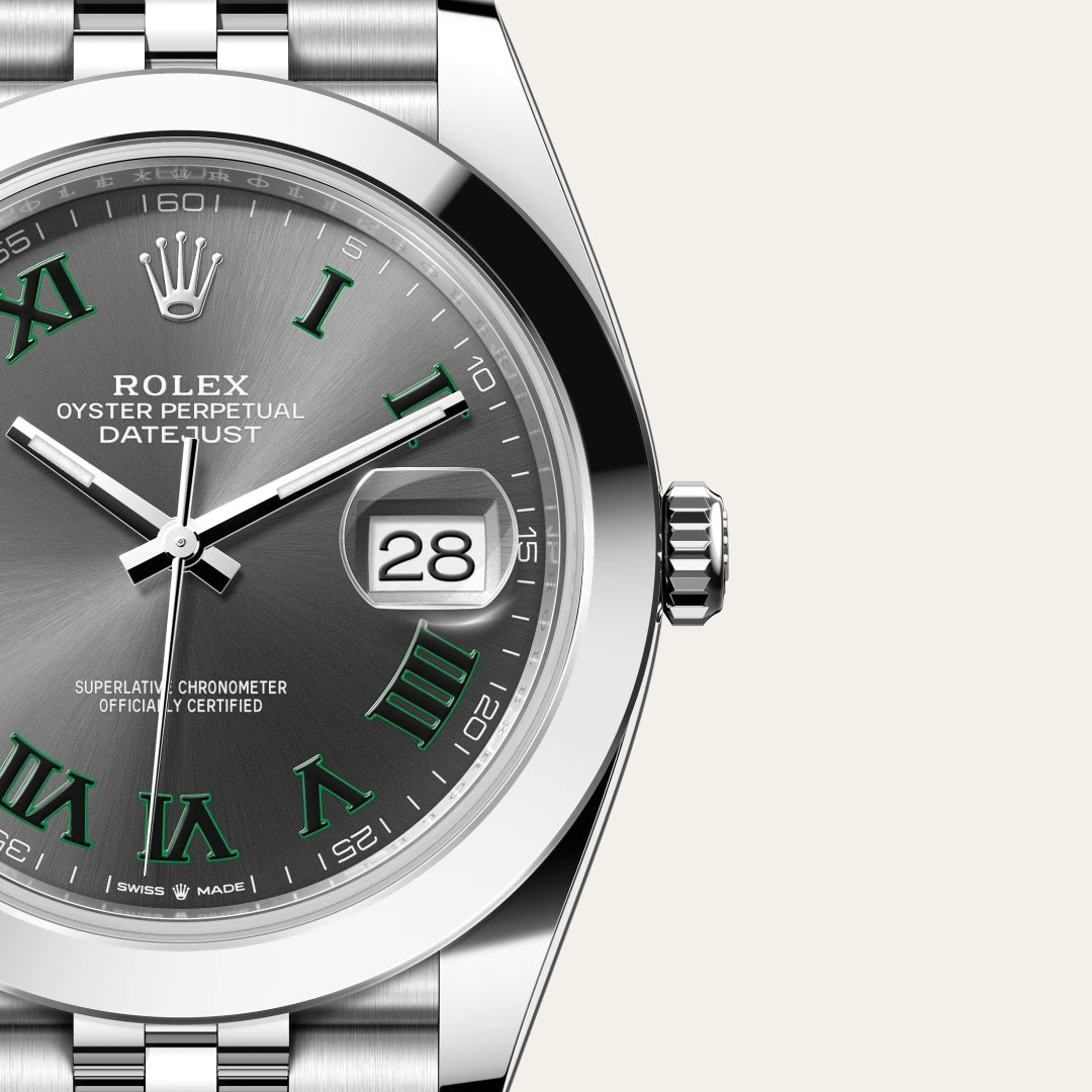 Rolex Datejust 41 in Oystersteel with a Slate dial, Smooth bezel, Jubilee, five-piece links bracelet