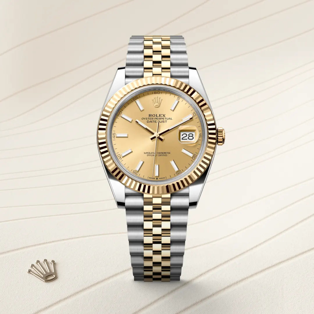 Rolex Datejust 41 in Yellow Rolesor - combination of Oystersteel and yellow gold with a Champagne-colour dial, Fluted bezel, Jubilee, five-piece links bracelet