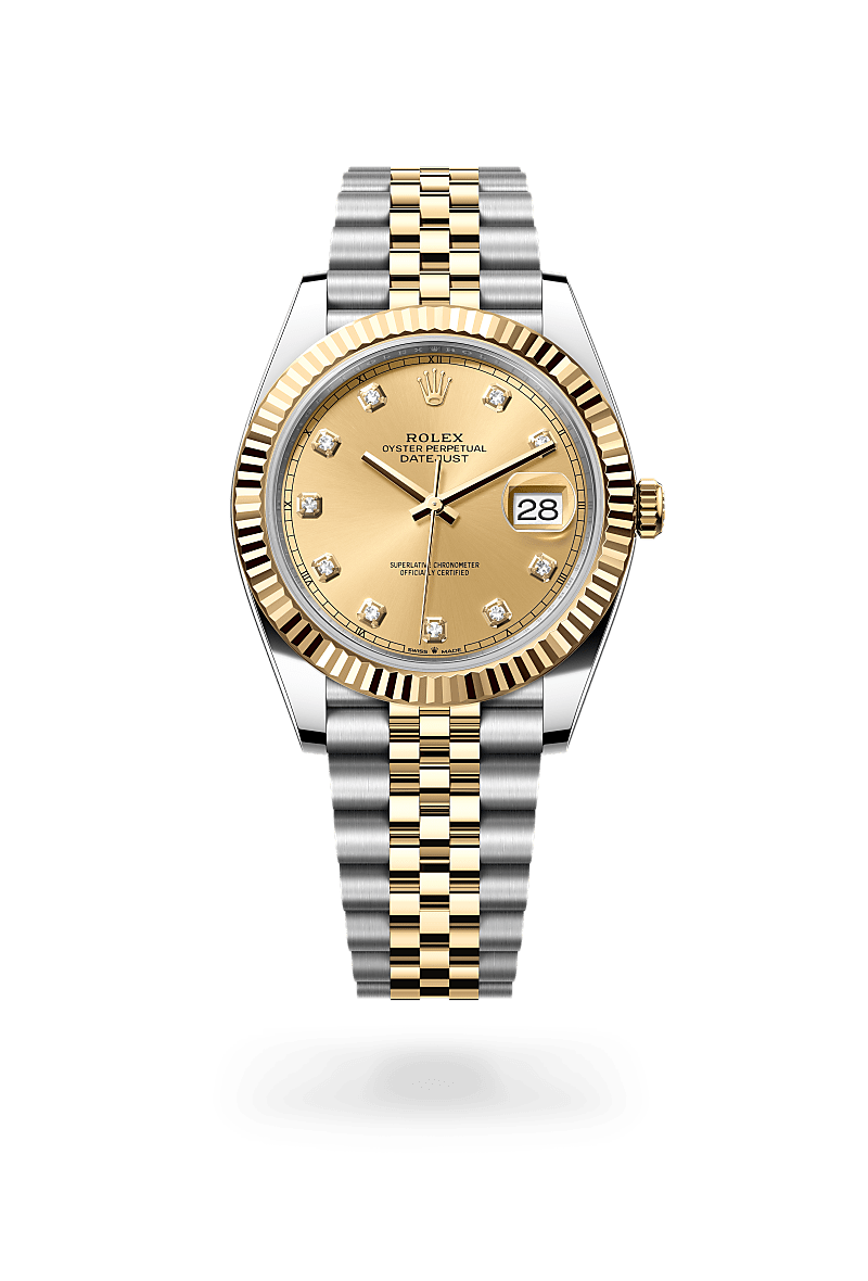 Rolex Datejust 41 in Yellow Rolesor - combination of Oystersteel and yellow gold with a Champagne-colour set with diamonds dial, Fluted bezel, Jubilee, five-piece links bracelet