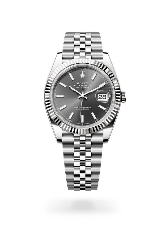 rolex Datejust 41 in White Rolesor - combination of Oystersteel and white gold, m126334-0014 - david m robinson
