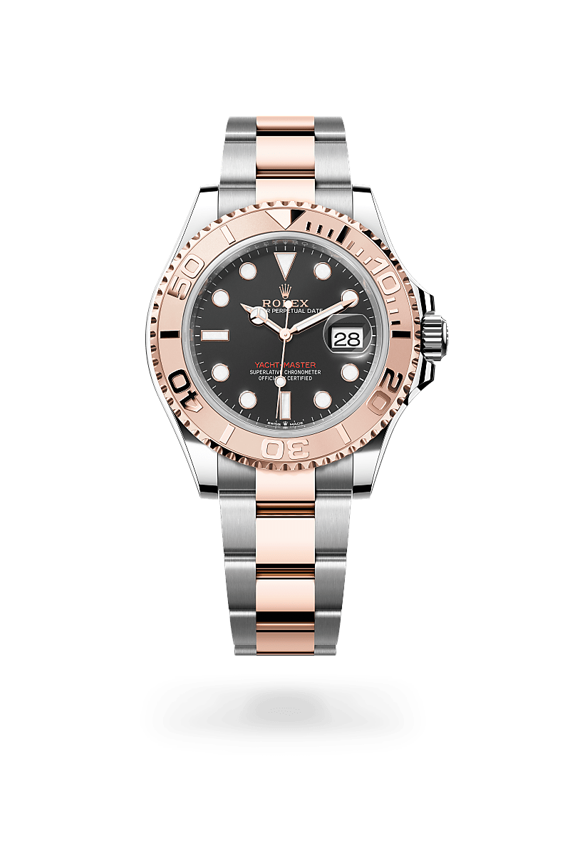 Rolex Yacht-Master 40 in Everose Rolesor - combination of Oystersteel and Everose gold with a Intense black dial, Everose gold bidirectional rotatable 60-minute graduated with raised numerals bezel, Oyster, three-piece solid links bracelet