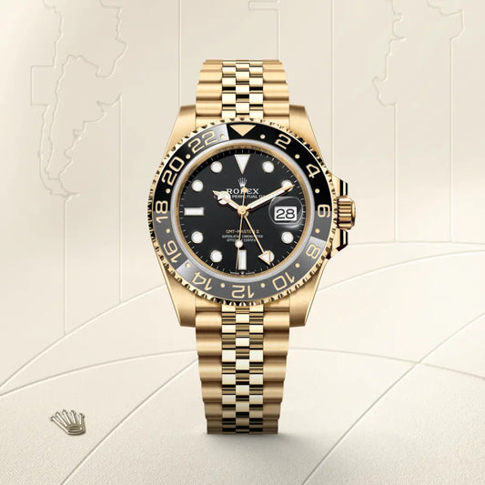 rolex GMT-Master II in 18 ct yellow gold, m126718grnr-0001 - david m robinson