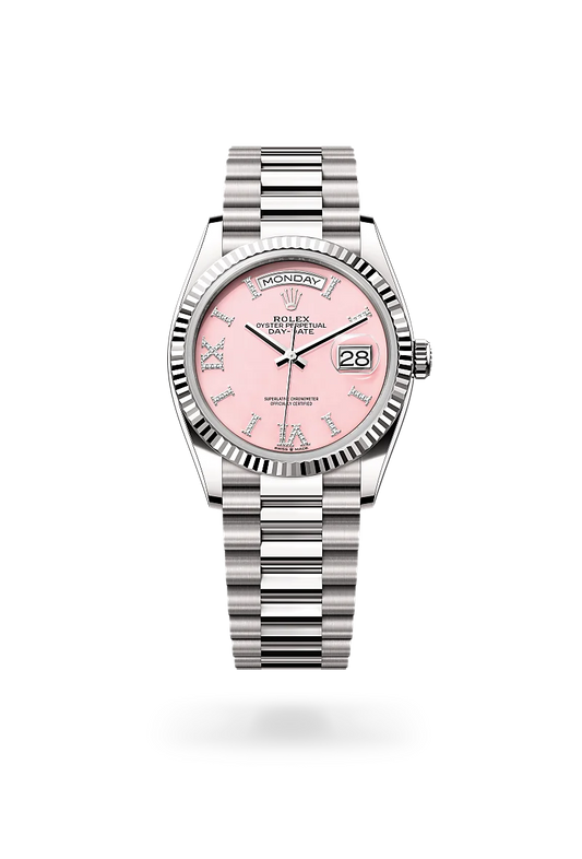 rolex Day-Date 36 in 18 ct white gold, m128239-0021 - david m robinson