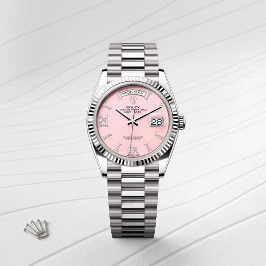 rolex Day-Date 36 in 18 ct white gold, m128239-0021 - david m robinson