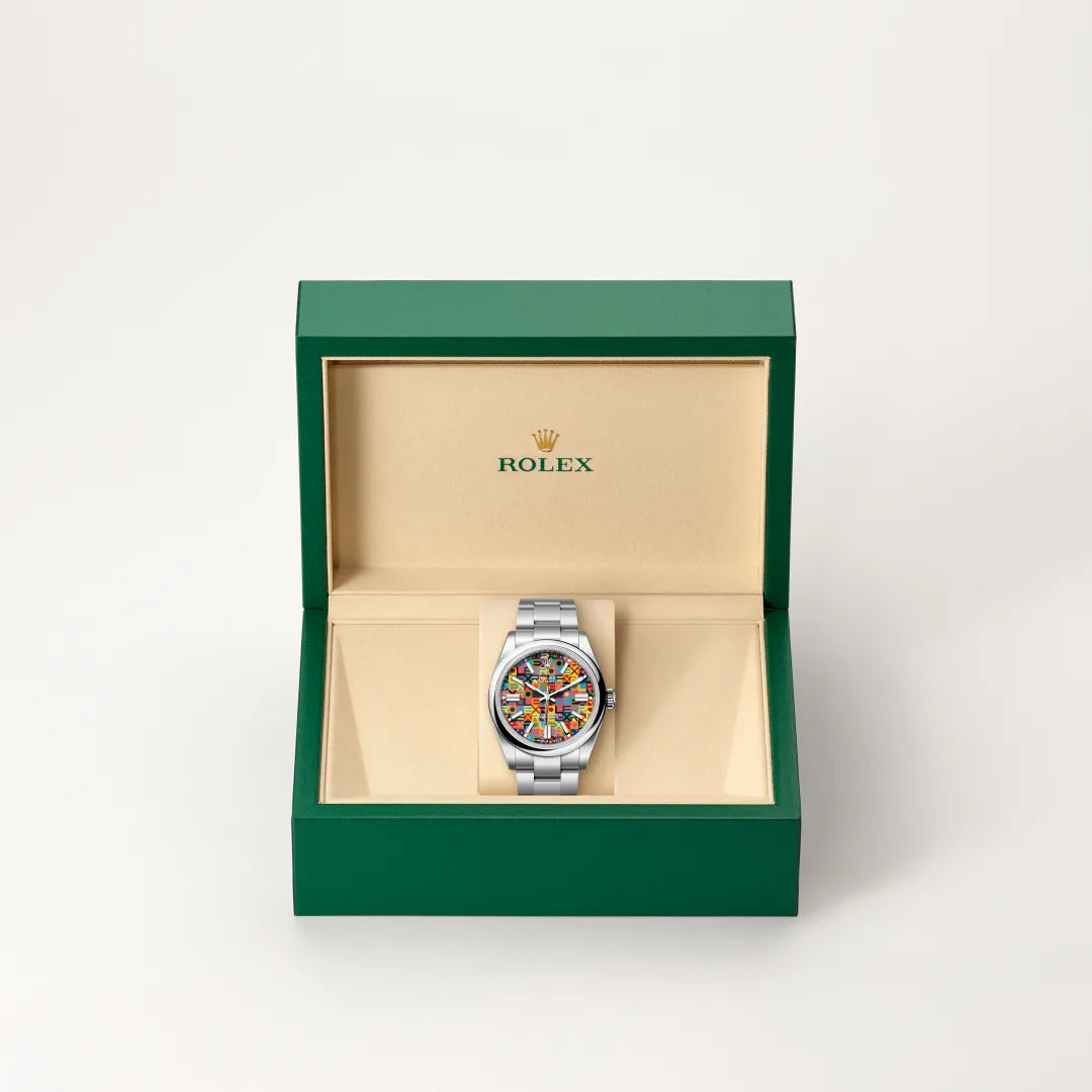 Rolex Oyster Perpetual 41 in Oystersteel with a Multicoloured, Jubilee motif dial, Domed bezel, Oyster, three-piece solid links bracelet