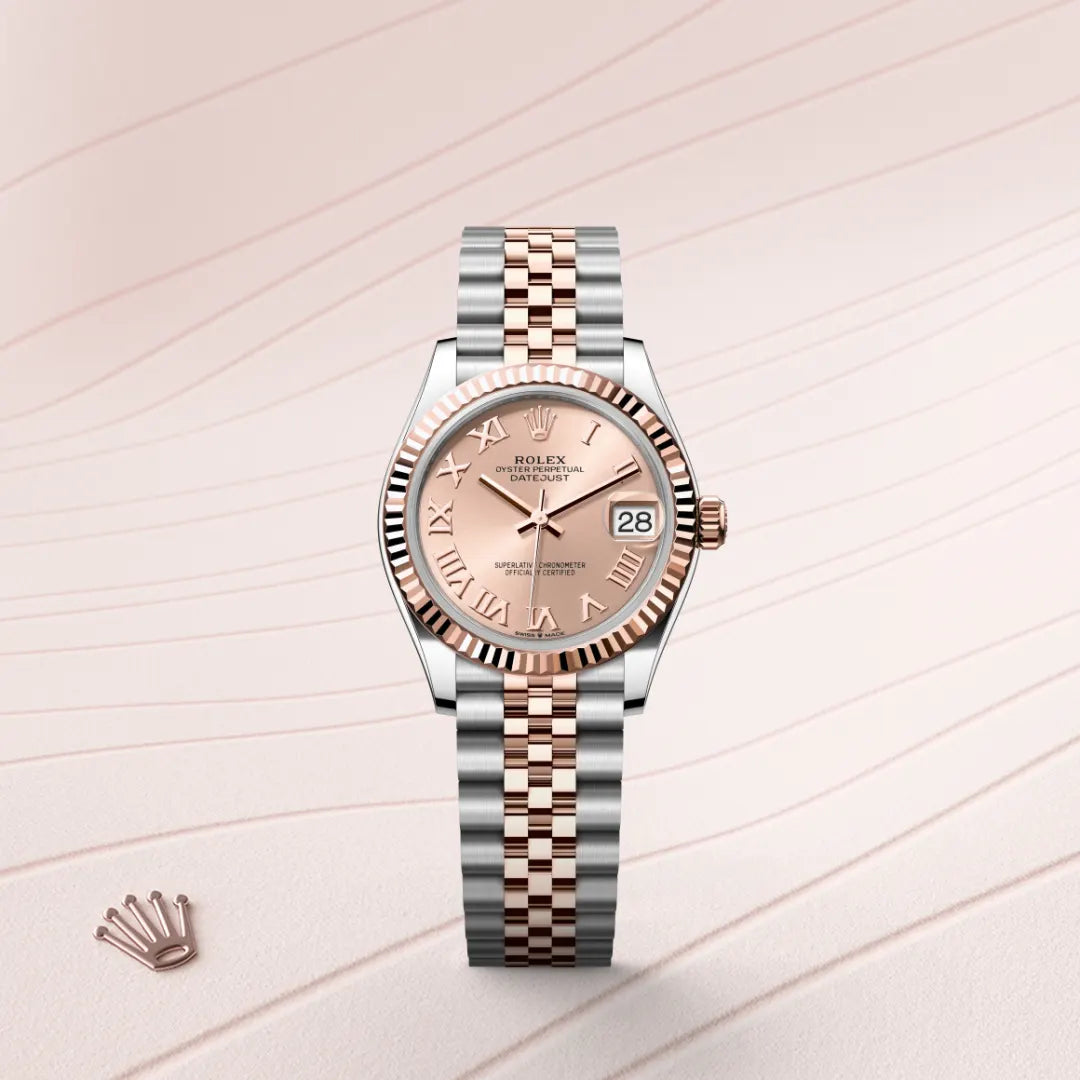 Rolex Datejust 31 in Everose Rolesor - combination of Oystersteel and Everose gold with a Rosé-colour dial, Fluted bezel, Jubilee, five-piece links bracelet
