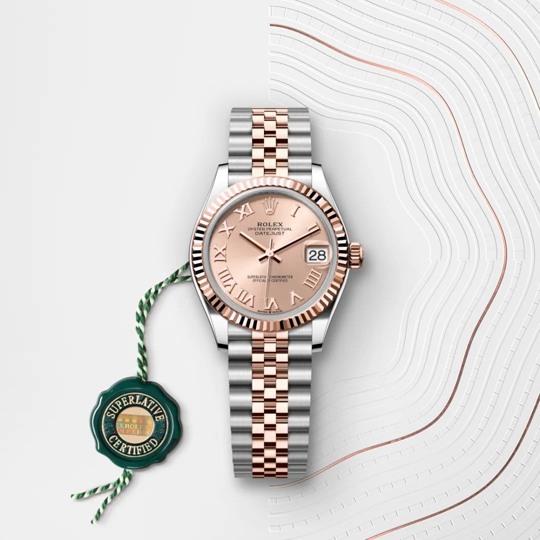 Rolex Datejust 31 in Everose Rolesor - combination of Oystersteel and Everose gold with a Rosé-colour dial, Fluted bezel, Jubilee, five-piece links bracelet