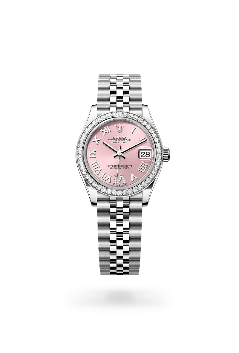 Rolex Datejust 31 in White Rolesor - combination of Oystersteel and white gold with a Pink set with diamonds dial, Diamond-set bezel, Jubilee, five-piece links bracelet