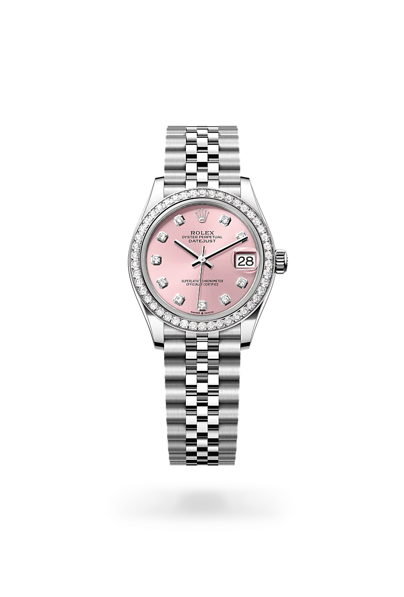 Rolex Datejust 31 in White Rolesor - combination of Oystersteel and white gold with a Pink set with diamonds dial, Diamond-set bezel, Jubilee, five-piece links bracelet