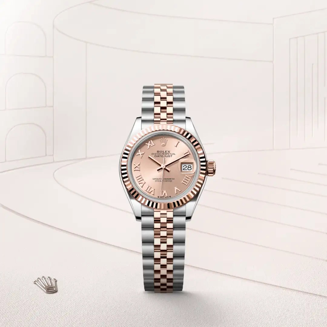 Rolex Lady-Datejust in Everose Rolesor - combination of Oystersteel and Everose gold with a Rosé-colour dial, Fluted bezel, Jubilee, five-piece links bracelet