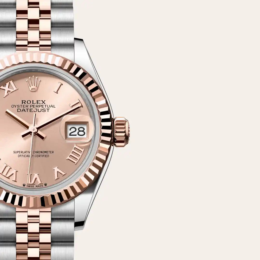Rolex Lady-Datejust in Everose Rolesor - combination of Oystersteel and Everose gold with a Rosé-colour dial, Fluted bezel, Jubilee, five-piece links bracelet
