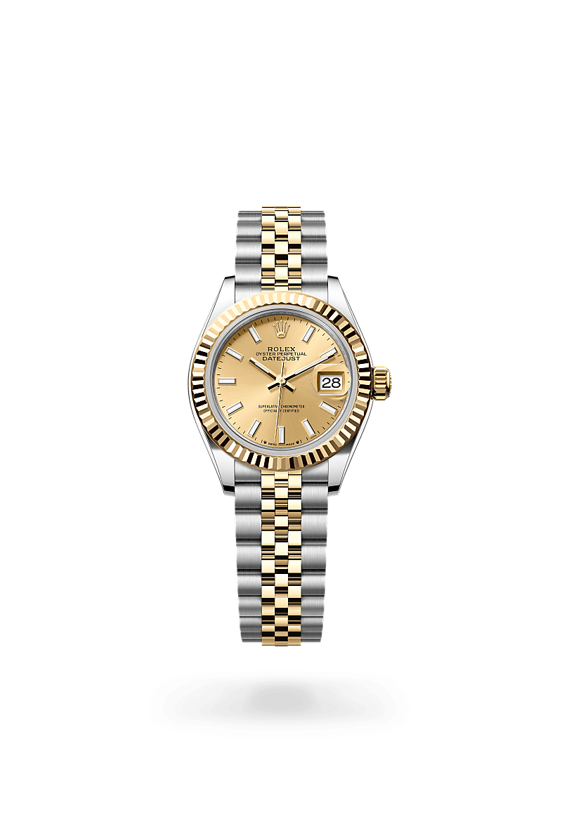 Rolex Lady-Datejust in Yellow Rolesor - combination of Oystersteel and yellow gold with a Champagne-colour dial, Fluted bezel, Jubilee, five-piece links bracelet