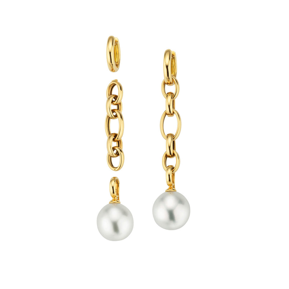 18ct Yellow Gold South Sea Pearl Drop Earrings at David M Robinson