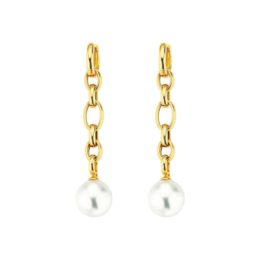 18ct Yellow Gold South Sea Pearl Drop Earrings at David M Robinson